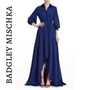 Badgley Mischka Pom-pom high-low gown size 10 NWOT